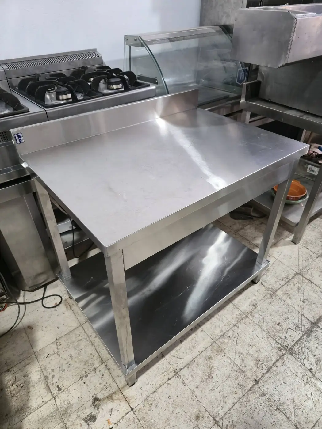 Table de service inox Frigotechnique à deux niveaux — 1 m
