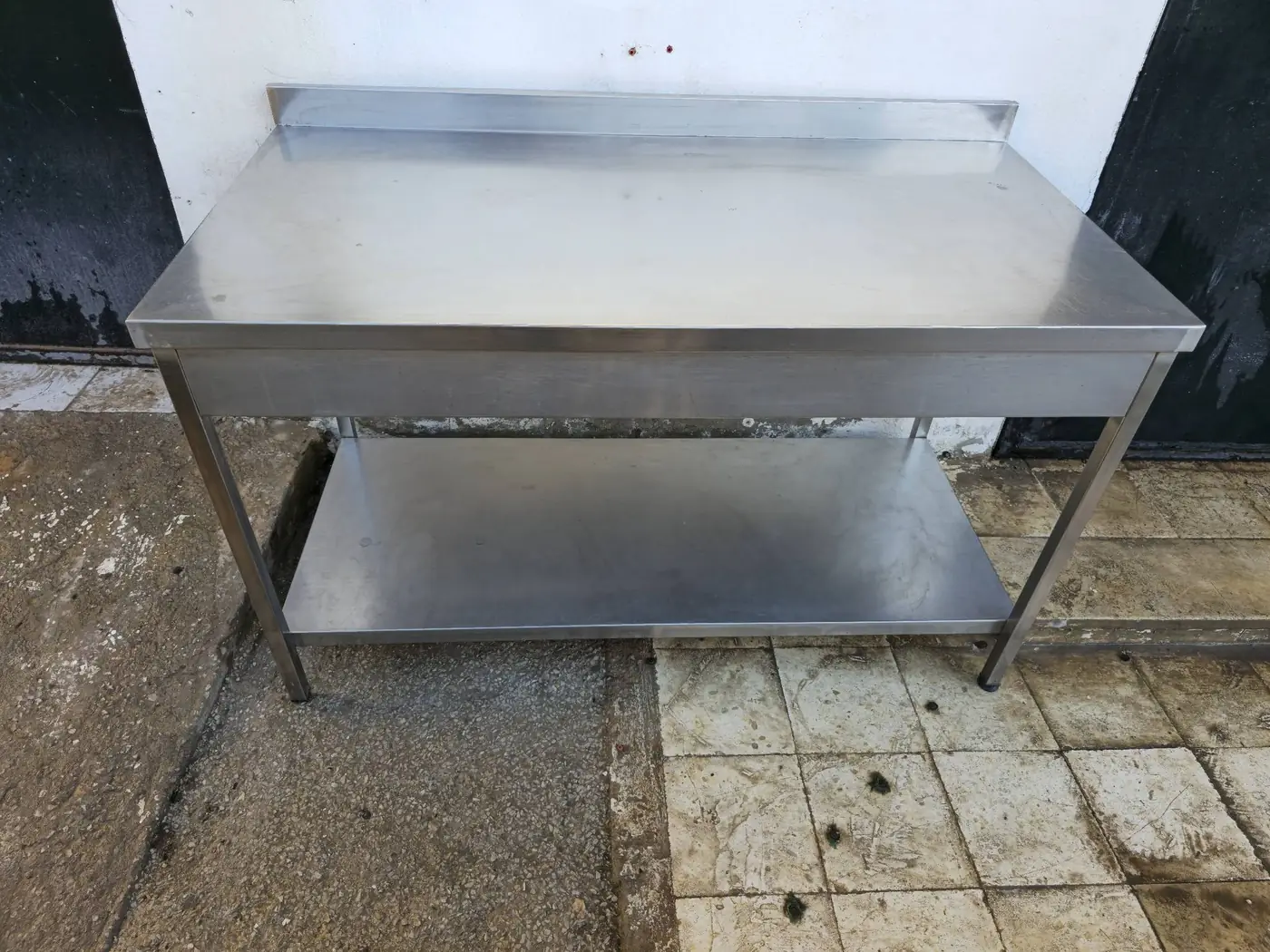 Table de service inox à deux niveaux — 1,50 × 0,70 m